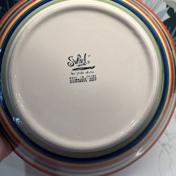 SWIRL Hand Painted Collection Pasta Serving Bowl 12 Inch Multicolor Set Of TWO - Picture 5 of 5